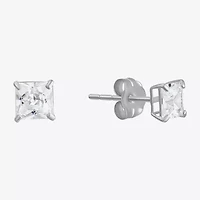 White Cubic Zirconia 14K Gold Stud Earrings