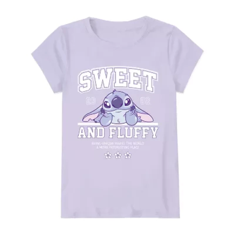Little & Big Kid Girls Round Neck Short Sleeve Regular Fit Graphic T-Shirt