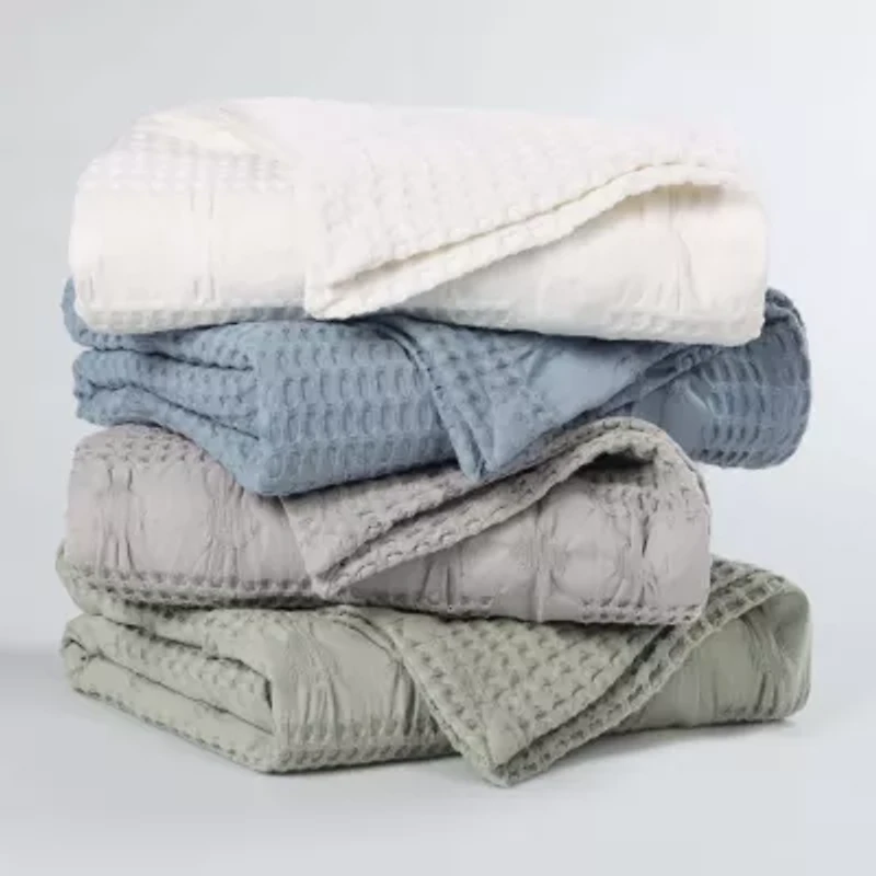 SUPERIOR® Mai Waffle Weave Honeycomb Textured Cotton Multi-Use Throw