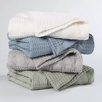 SUPERIOR® Mai Waffle Weave Honeycomb Textured Cotton  Multi-Use Throw
