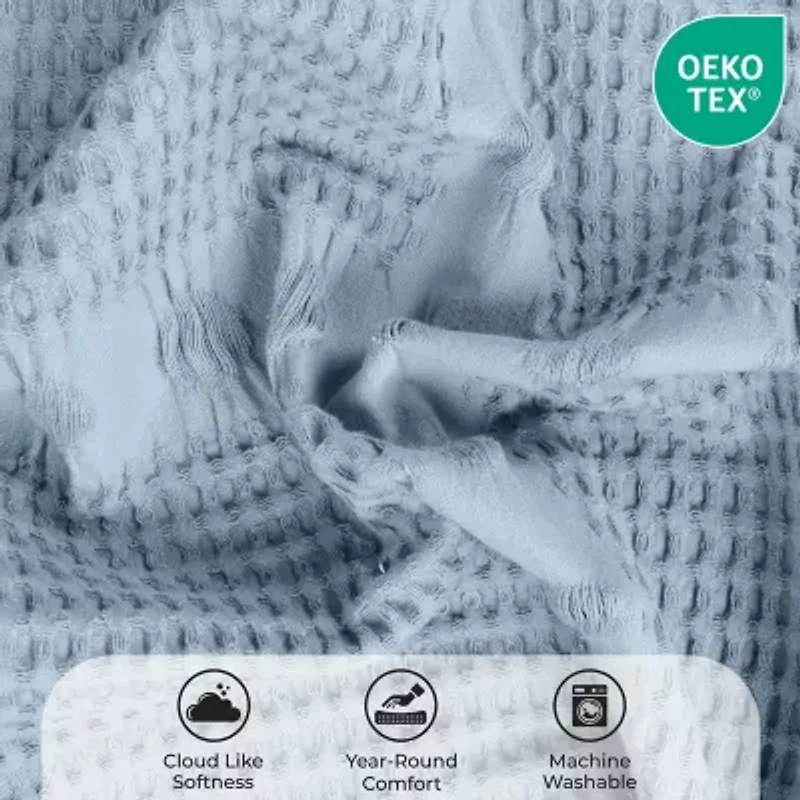 SUPERIOR® Mai Waffle Weave Honeycomb Textured Cotton Multi-Use Throw