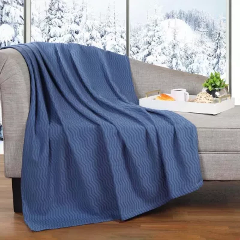 SUPERIOR® Jena Jacquard Weave Textured Chevron Cotton Multi-Use Throw