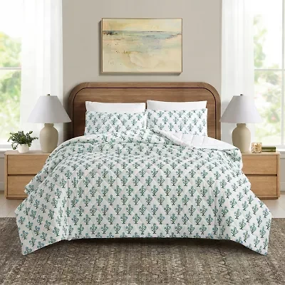 Laurel & Mayfair Paradise Stamp Floral 3-pc. Quilt Set