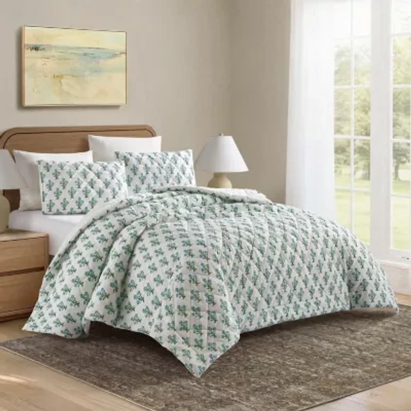 Laurel & Mayfair Paradise Stamp Floral 3-pc. Quilt Set