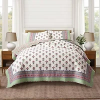 Modern Heirloom Serena Floral Cotton Reversible Quilt Set