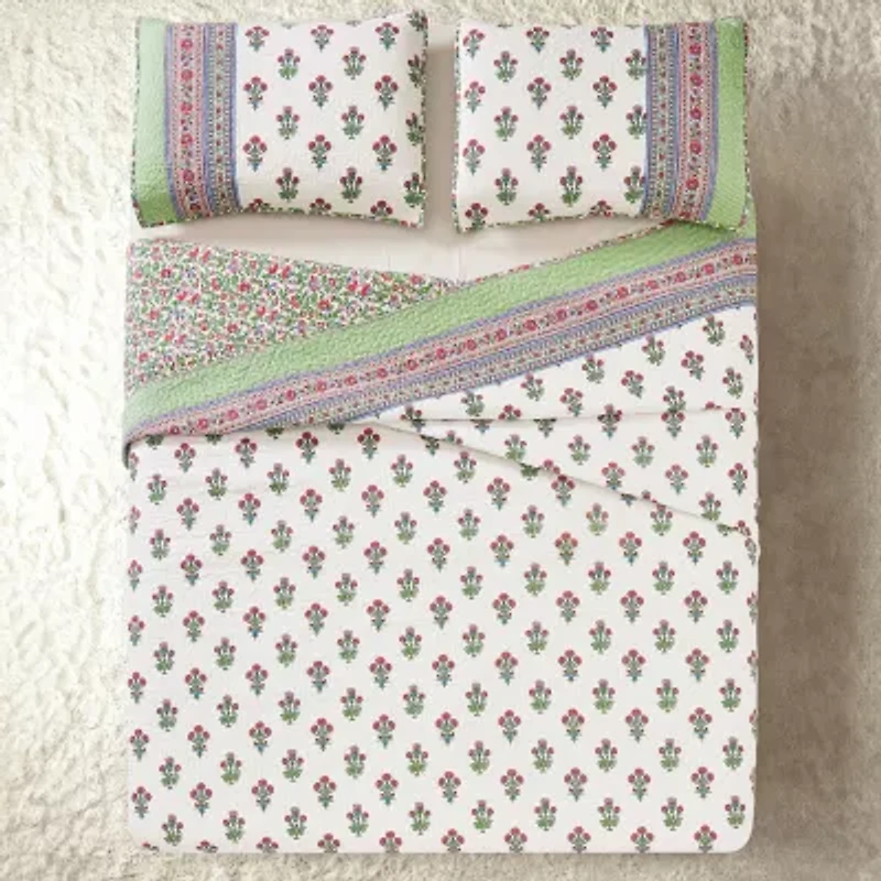 Modern Heirloom Serena Floral Cotton Reversible Quilt Set