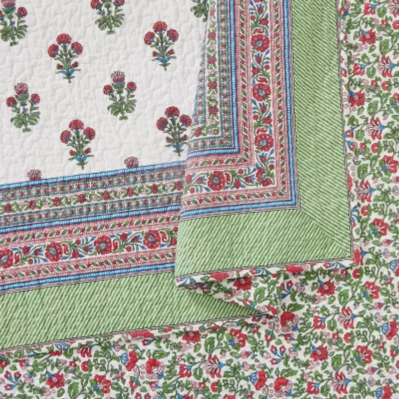 Modern Heirloom Serena Floral Cotton Reversible Quilt Set