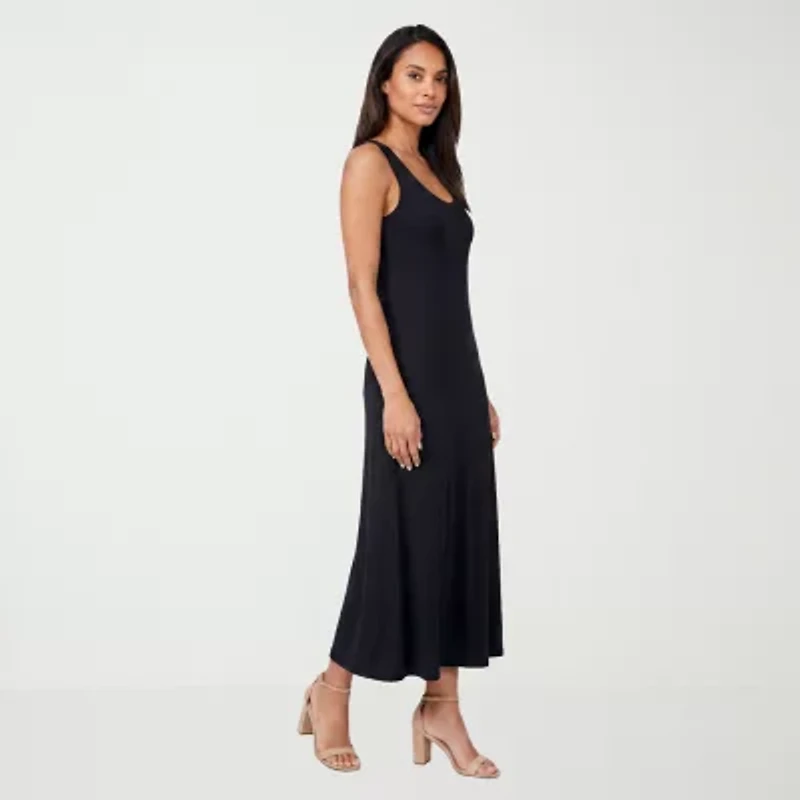 24seven Comfort Apparel Womens Scoop Neck Sleeveless Maxi Dress