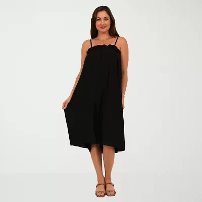 24seven Comfort Apparel Womens Square Neck Sleeveless A-Line Dress