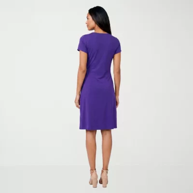 24seven Comfort Apparel Womens Short Sleeve Wrap Dress