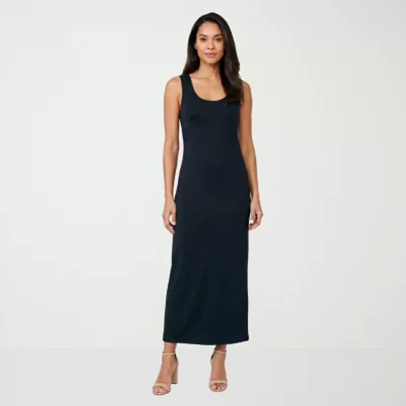 24seven Comfort Apparel Womens Scoop Neck Sleeveless Maxi Dress