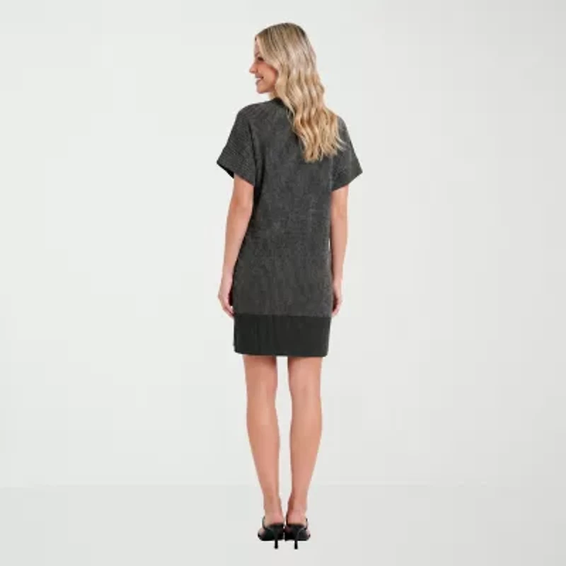 24seven Comfort Apparel Womens V Neck Short Sleeve Shift Dress