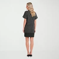 24seven Comfort Apparel Womens V Neck Short Sleeve Shift Dress