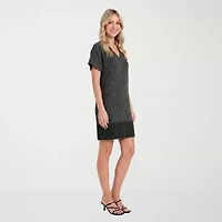 24seven Comfort Apparel Womens V Neck Short Sleeve Shift Dress