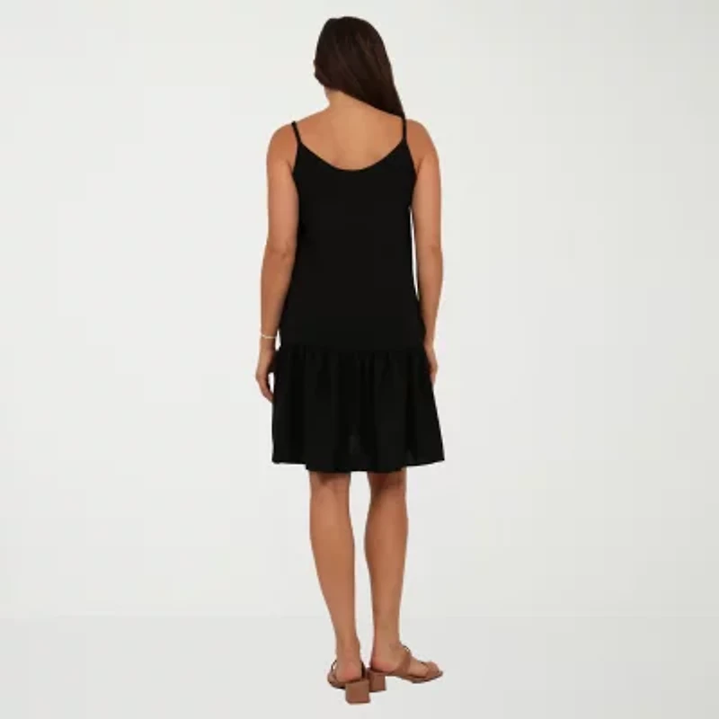 24seven Comfort Apparel Womens Scoop Neck Sleeveless A-Line Dress