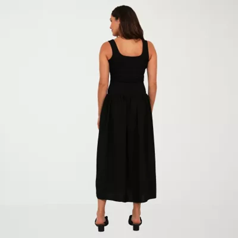 24seven Comfort Apparel Womens Scoop Neck Sleeveless A-Line Dress