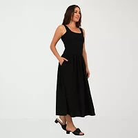 24seven Comfort Apparel Womens Scoop Neck Sleeveless A-Line Dress