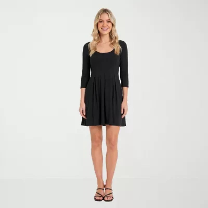 24seven Comfort Apparel Womens Scoop Neck Sleeveless Fit + Flare Dress