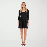 24seven Comfort Apparel Womens Scoop Neck Sleeveless Fit + Flare Dress