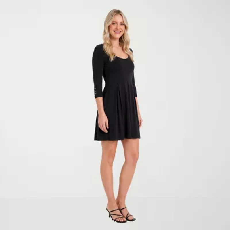 24seven Comfort Apparel Womens Scoop Neck Sleeveless Fit + Flare Dress