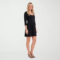 24seven Comfort Apparel Womens Scoop Neck Sleeveless Fit + Flare Dress