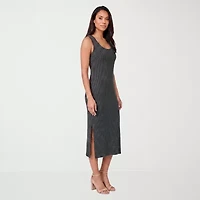 24seven Comfort Apparel Womens Midi Scoop Neck Sleeveless Casual Bodycon Dress