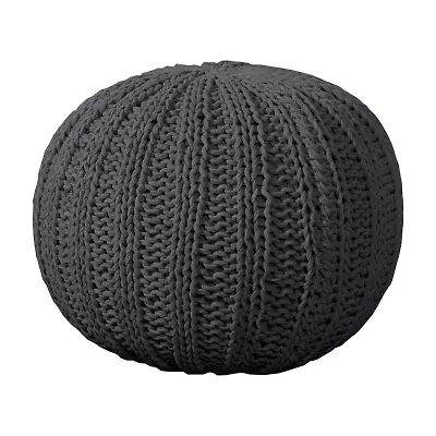 LR Home Montra 16" Handmade Cableknit Cotton Pouf