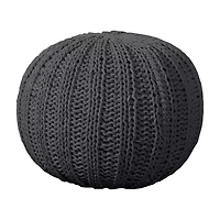 LR Home Montra 16" Handmade Cableknit Cotton Pouf