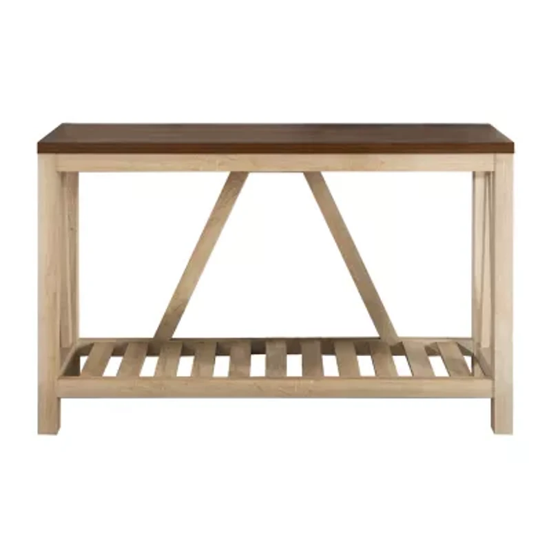 Farmhouse Slatted Shelf Entryway Table
