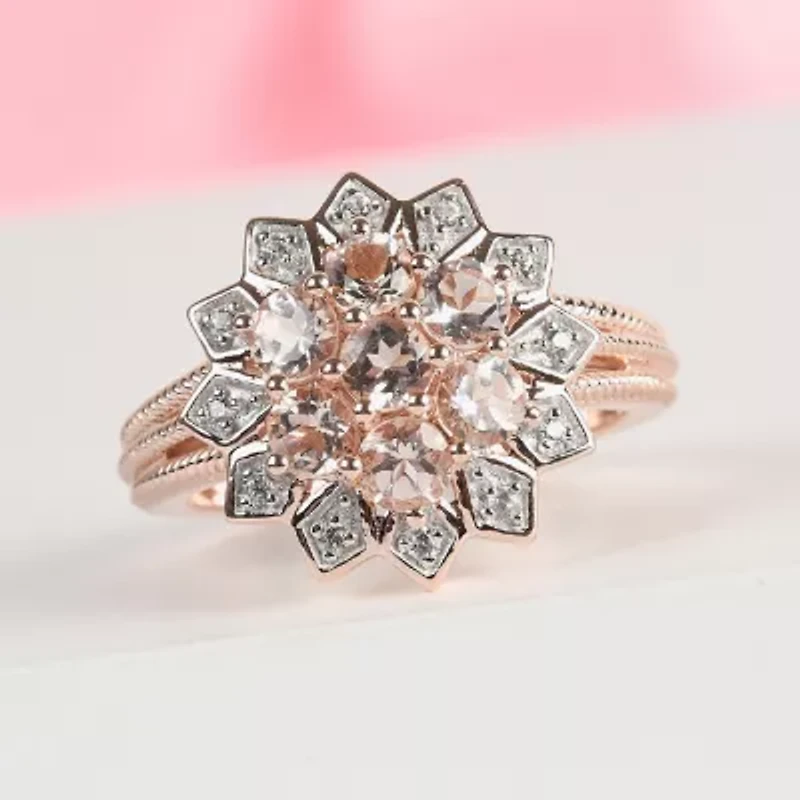 Limited Quantities! Womens Genuine Pink Morganite 14K Rose Gold Over Silver Cocktail Ring