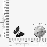 Womens Genuine Black Onyx Sterling Silver Butterfly 18 Inch Pendant Necklace