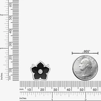 Womens Genuine Black Onyx Sterling Silver Flower 18 Inch Pendant Necklace