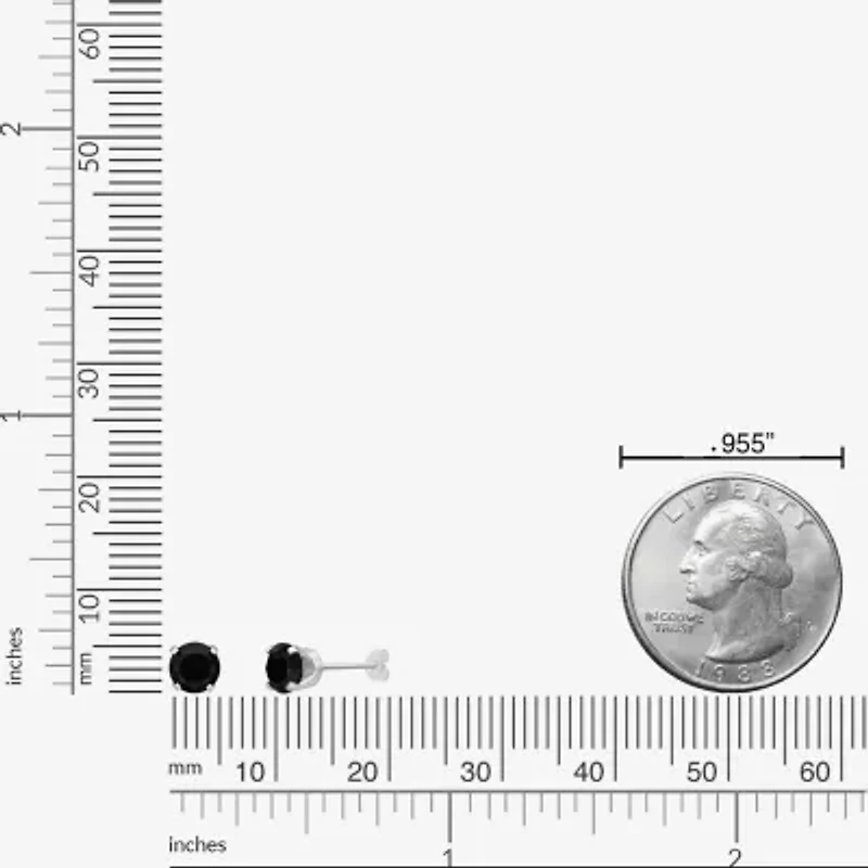 Genuine Black Onyx 10K White Gold 5mm Round Stud Earrings