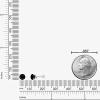 Genuine Black Onyx 10K White Gold 5mm Round Stud Earrings