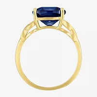 Womens Diamond Accent Gemstone 10K Gold Side Stone Cushion Cocktail Ring