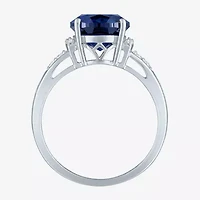 Womens Diamond Accent Lab Created Gemstone 10K Gold Side Stone Cocktail Ring