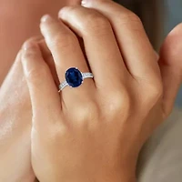 Womens Diamond Accent Lab Created Gemstone 10K Gold Side Stone Cocktail Ring
