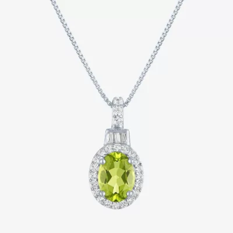 Womens Genuine Green Peridot Sterling Silver 18 Inch Pendant Necklace