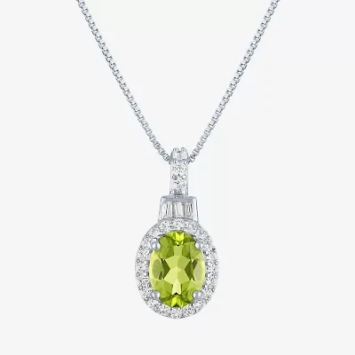 Womens Genuine Green Peridot Sterling Silver 18 Inch Pendant Necklace