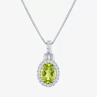Womens Genuine Green Peridot Sterling Silver 18 Inch Pendant Necklace