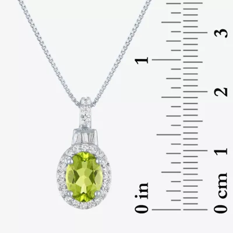 Womens Genuine Green Peridot Sterling Silver 18 Inch Pendant Necklace