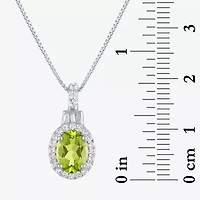 Womens Genuine Green Peridot Sterling Silver 18 Inch Pendant Necklace
