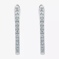 (H-I / I1) 1/4 CT. T.W. Lab Grown White Diamond 14K or Yellow Gold 16.4mm Hoop Earrings