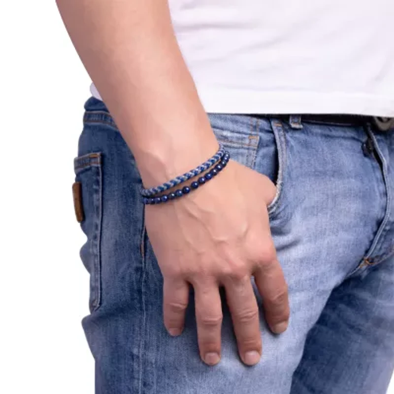 Mens Stainless Steel Beaded Bracelet