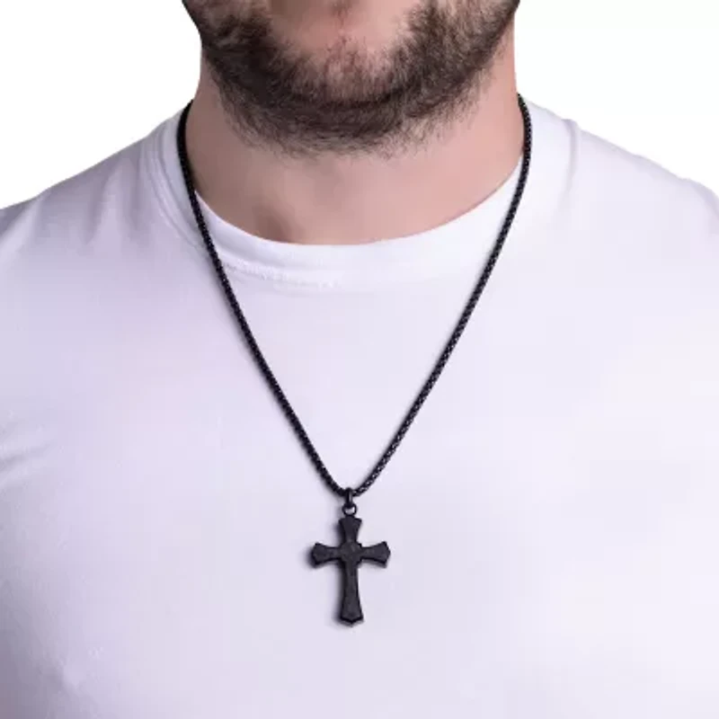 Mens Stainless Steel 24 Inch Pendant Necklace