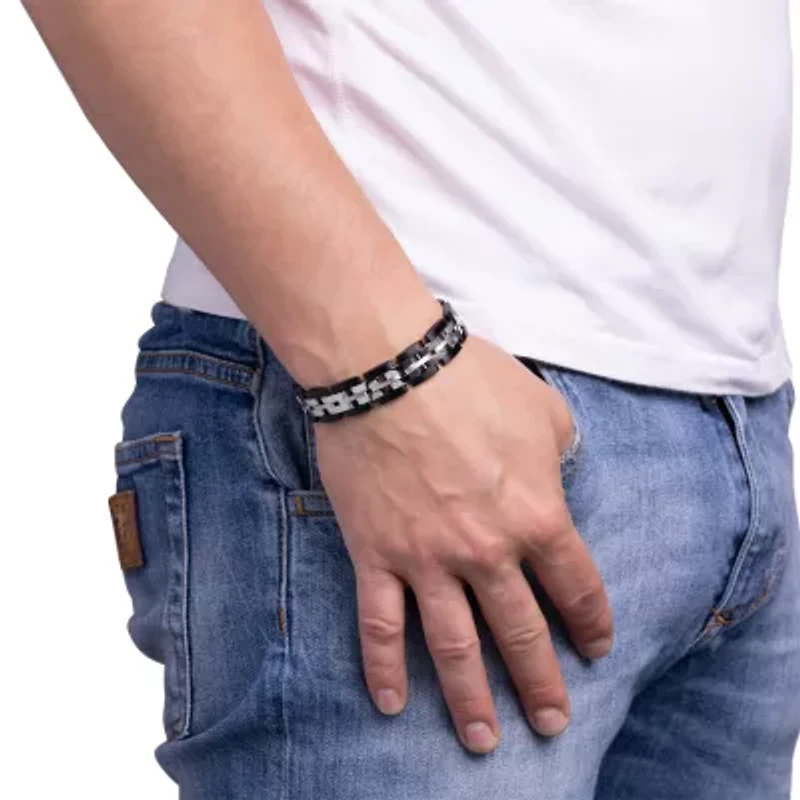 Inch Mens Stainless Steel / Inch Solid Link Chain Bracelet