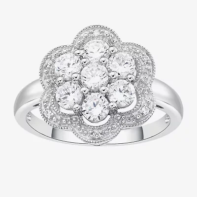 DiamonArt® Womens 1 1/6 CT. T.W.  White Cubic Zirconia Sterling Silver Cocktail Ring