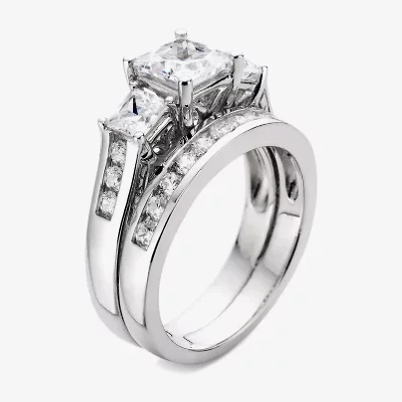 Cubic Zirconia Sterling Silver Bridal Set
