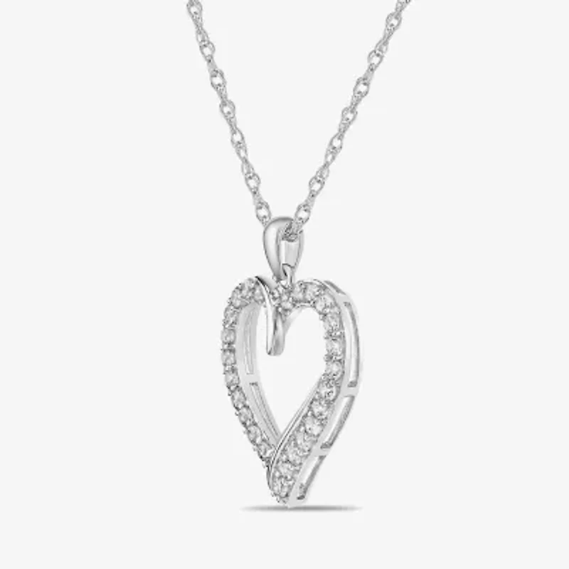 Diamonart Womens Cubic Zirconia Sterling Silver Heart 18 Inch Pendant Necklace