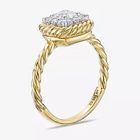 Diamonart Womens Cubic Zirconia 14K Gold Over Silver Square Halo Engagement Ring